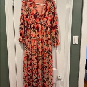 Floral V-Neck Ruffle Dress